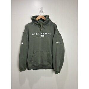 Vintage Y2K Billabong Green Hoodie Sweatshirt Skater Grunge Faded Size L
